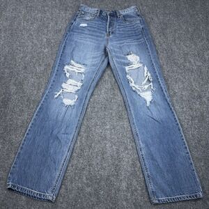 Aeropostale 90's Baggy Jeans Women's 6 Button Fly Distressed Denim Skater